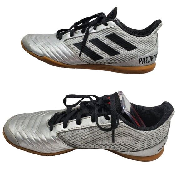 Adidas Predator Sala Soccer Sneakers Shoes Mens Size 8 Silver Black Lace Up - Picture 3 of 7
